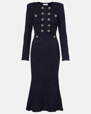 Self-Portrait Boucle Midi Dress - Blue
