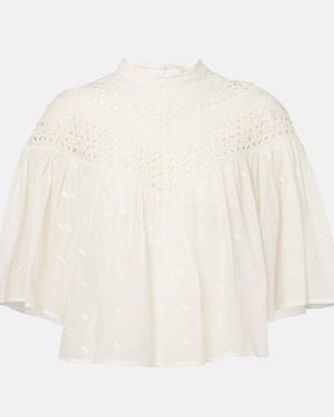 Nili Lotan Mikki Embroidered Cotton Voile Top - White