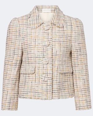 ShuShu/Tong Checked Cotton-Blend Cropped Jacket - Natural