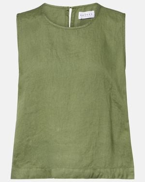 Velvet Maxine Linen Top - Green