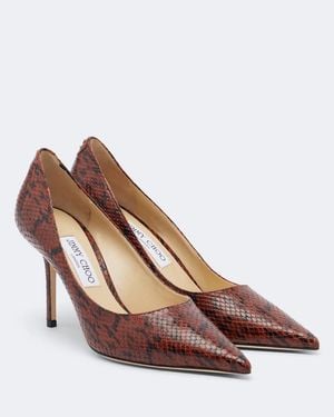 Jimmy Choo Love Snake-Effect Leather Pumps - Brown
