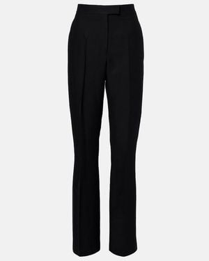 Ferragamo High-Rise Faille Straight Pants - Black
