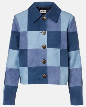 RIXO London Patchwork Suede Jacket - Blue