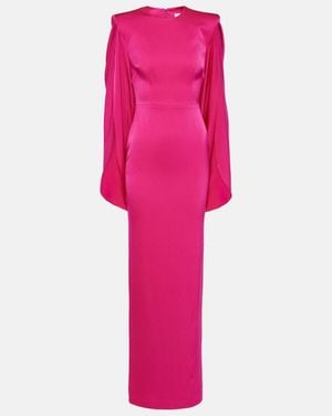 Alex Perry Satin Crepe Cape-detail Gown - Pink