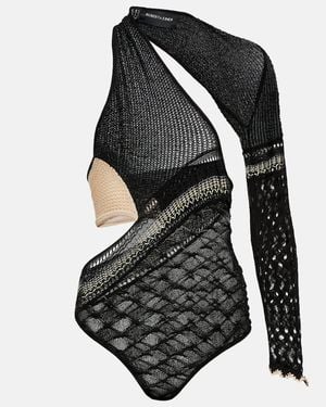 Roberta Einer Dina Asymmetric Knit Bodysuit - Black