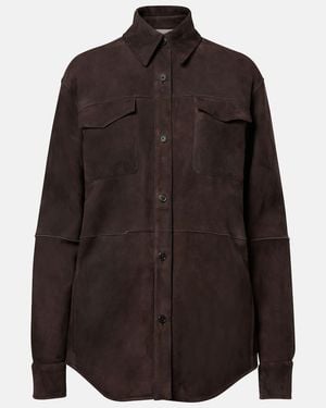 The Row Gwena Suede Overshirt - Brown