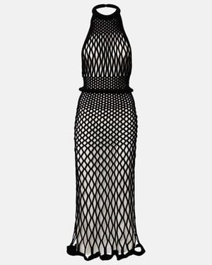 Givenchy Halterneck Open-Back Mesh Midi Dress - Black