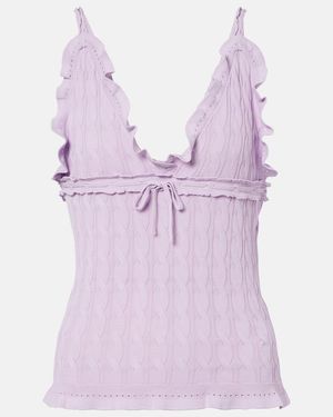 Gucci Ruffled Cable-Knit Top - Purple