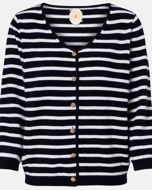 Jardin Des Orangers Striped Cashmere Cardigan - Blue