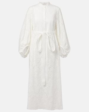 Erdem Embroidered Cotton Lace Midi Dress - White