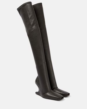 Rick Owens Stretch Lambskin Over-The-Knee Boots - Black