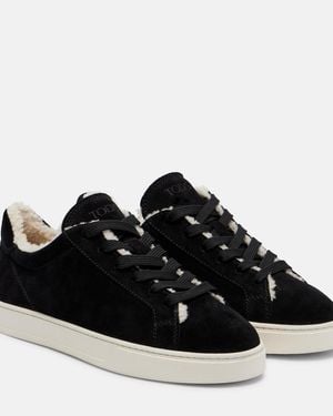 Tod's Sneakers Cassetta Aus Veloursleder Mit Shearling - Schwarz