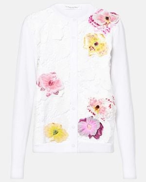 Oscar de la Renta Cardigan Aus Einem Baumwollgemisch - Weiß