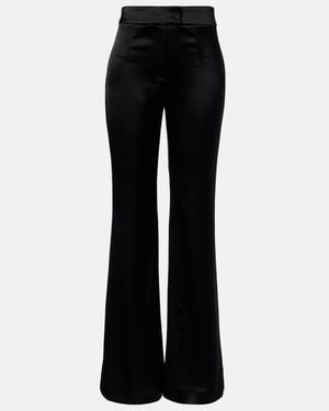 Galvan London Julianne High-Rise Satin Flared Pants - Black