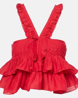 Isabel Marant Daliana Cotton-Blend Top - Red