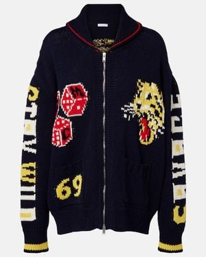 Stella McCartney Intarsia Cotton Zip-Up Cardigan - Blue