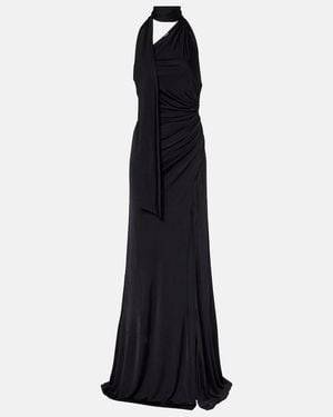Tom Ford Scarf-Detail One-Shoulder Jersey Gown - Black
