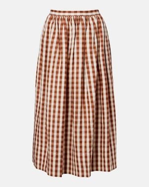 Faithfull the Brand Ida Gingham Linen Midi Skirt - Brown
