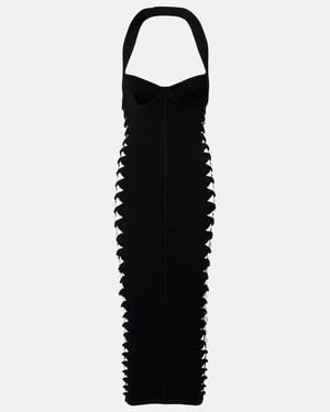 Balmain Cutout Halterneck Jersey Midi Dress - Black