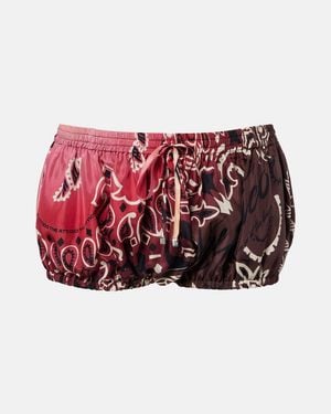 The Attico Printed Silk Shorts - Red