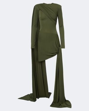 The New Arrivals Ilkyaz Ozel Draped Gathered Minidress - Green
