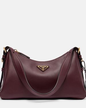Prada Grape Leather Medium Aimee Shoulder Bag - Purple