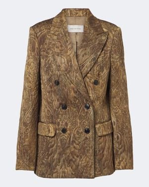 Dries Van Noten Cappotto Jacquard Doppiopetto - Marrone