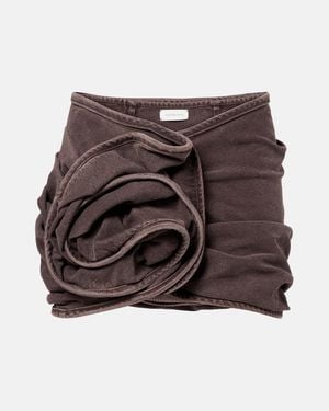 Magda Butrym Floral-Applique Denim Miniskirt - Brown