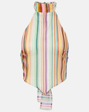 Missoni Striped Halterneck Cotton And Silk Top - Multicolour