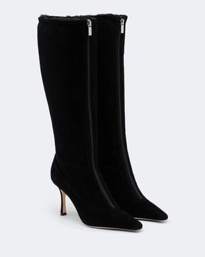 Jimmy Choo Jozi Shearling-Lined Suede Knee-High Boots - Black