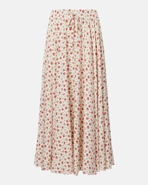 Dolce & Gabbana Floral Silk-Blend Midi Skirt - Natural
