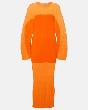 Stella McCartney Plisse Midi Dress - Orange