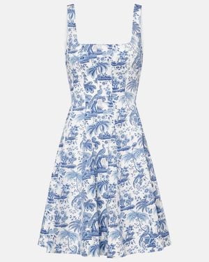 STAUD Wells Floral Cotton Minidress - Blue