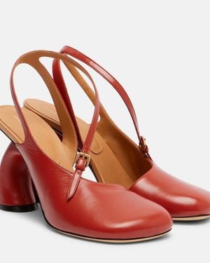 Dries Van Noten 95 Leather Slingback Court Shoes - Red