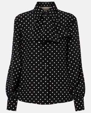 Valentino Bow-Detail Polka-Dots Silk Shirt - Black