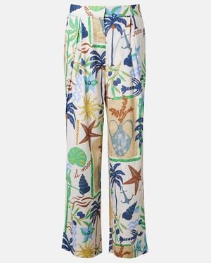 Velvet Trixie Cotton Poplin Wide-Leg Trousers - Blue