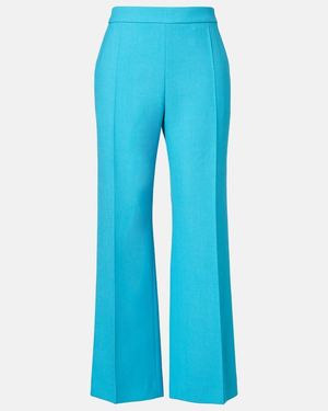 Chloé Cropped Virgin Wool Crepe Straight Pants - Blue
