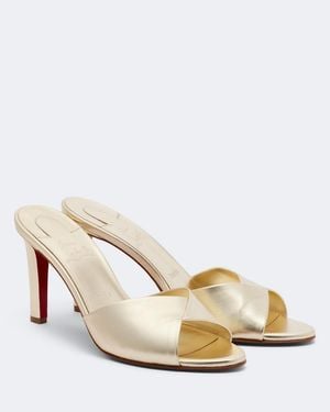 Christian Louboutin Fanny Metallic Leather Mules - Natural