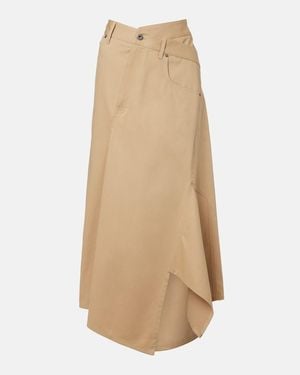 Loewe Asymmetric Cotton Midi Skirt - Natural