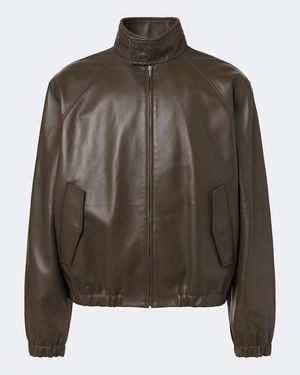 Bottega Veneta Intrecciato Leather Blouson Jacket - Green