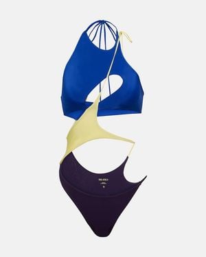 The Attico Colorblocked Cutout Swimsuit - Blue