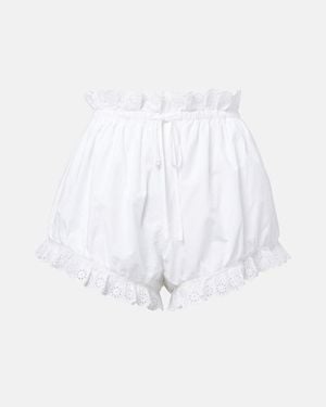 Posse Ezra Broderie Anglaise Cotton Shorts - White