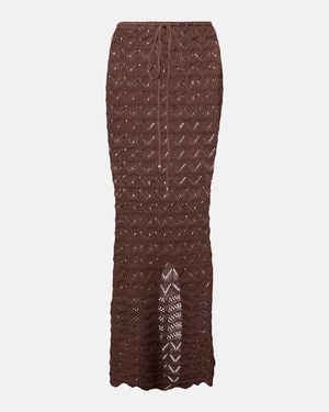Bananhot Helena Cotton-Blend Crochet Maxi Skirt - Brown