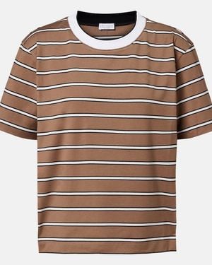 Brunello Cucinelli Striped Cotton Jersey T-Shirt - Brown