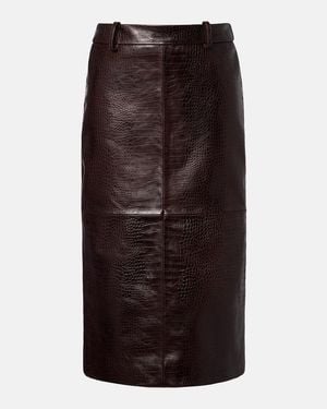 Frankie Shop Taney Croc-Effect Leather Pencil Skirt - Brown