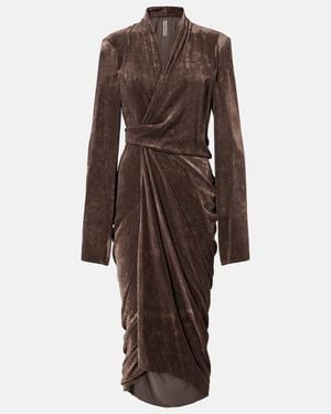 Rick Owens Wrap Midi Dress - Brown