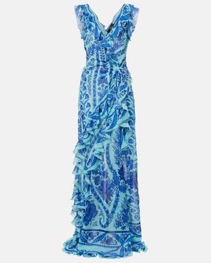 Etro Floral Ruffled Gown - Blue