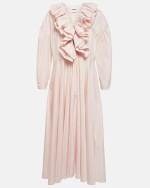 Jil Sander Ruffle-Trimmed Midi Dress - Pink
