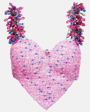 Area Heart Embellished Crop Top - Pink