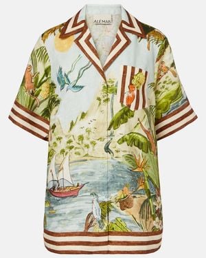 ALÉMAIS Toucan Tango Printed Linen Shirt - Green
